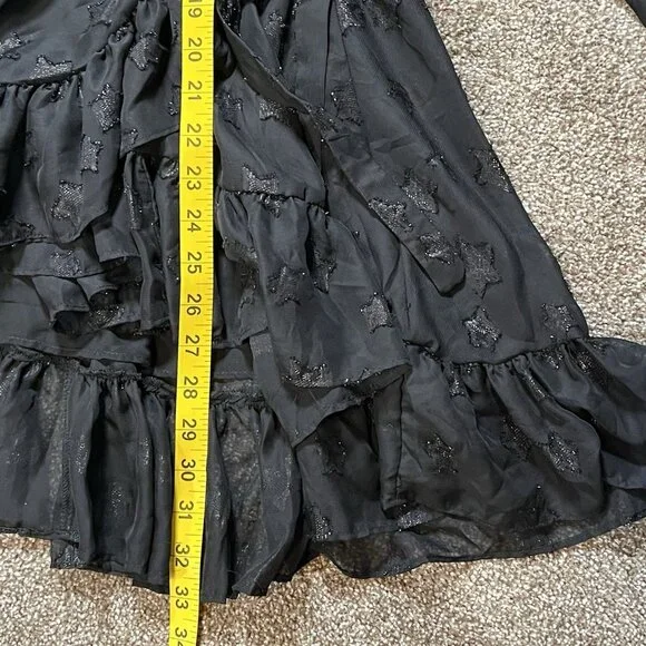 Torrid 2 Top Lurex Star Surplice Ruffle Hem Black Plus Size 2X V Neck Long Slv - Picture 9 of 14